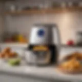 A sleek air fryer on a kitchen countertop