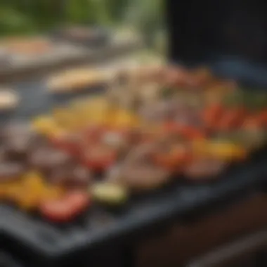 A vibrant assortment of grilled vegetables and meats presented on the Akorn Kamado grill