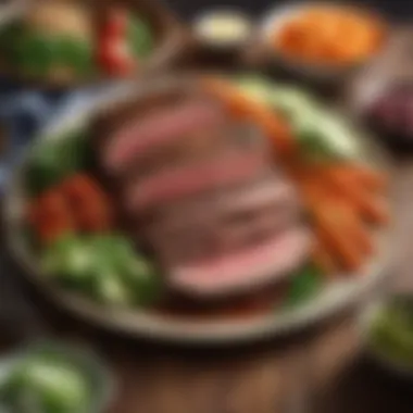 Plated Beef Brisket with Fresh Ingredients A vibrant plate featuring beef brisket and fresh vegetables.