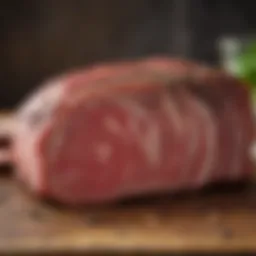 A beautifully marbled piece of raw beef brisket.