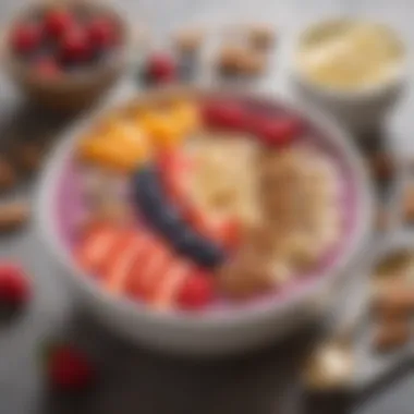 Berry Smoothie Bowl A colorful smoothie bowl topped with sliced fruits and nuts.