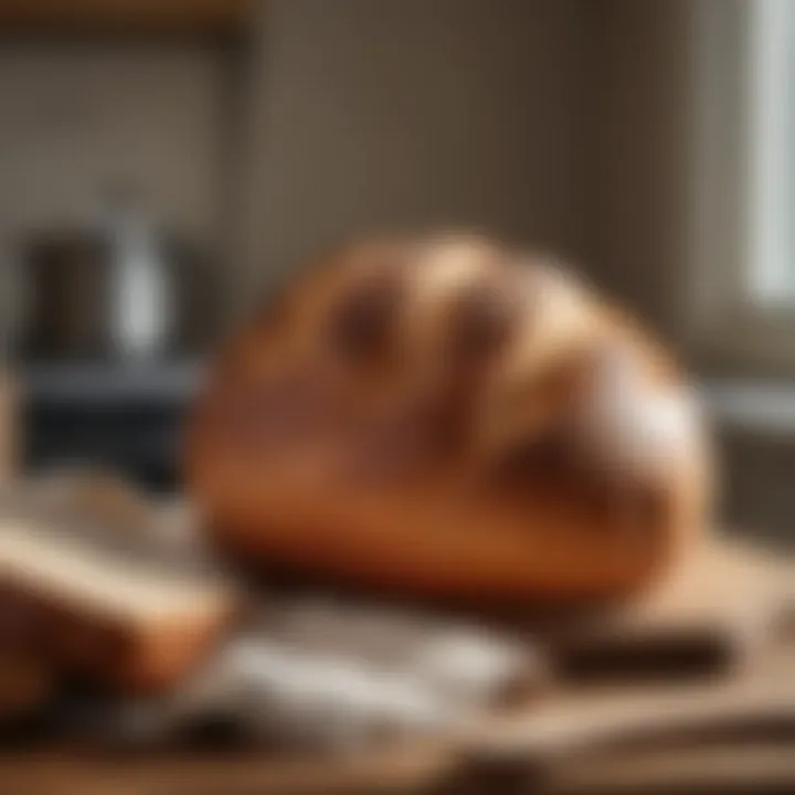 A freshly baked loaf of bread using a proofing basket.