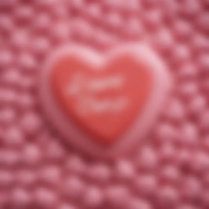 A close-up of a candy heart with a romantic message, symbolizing love and affection.