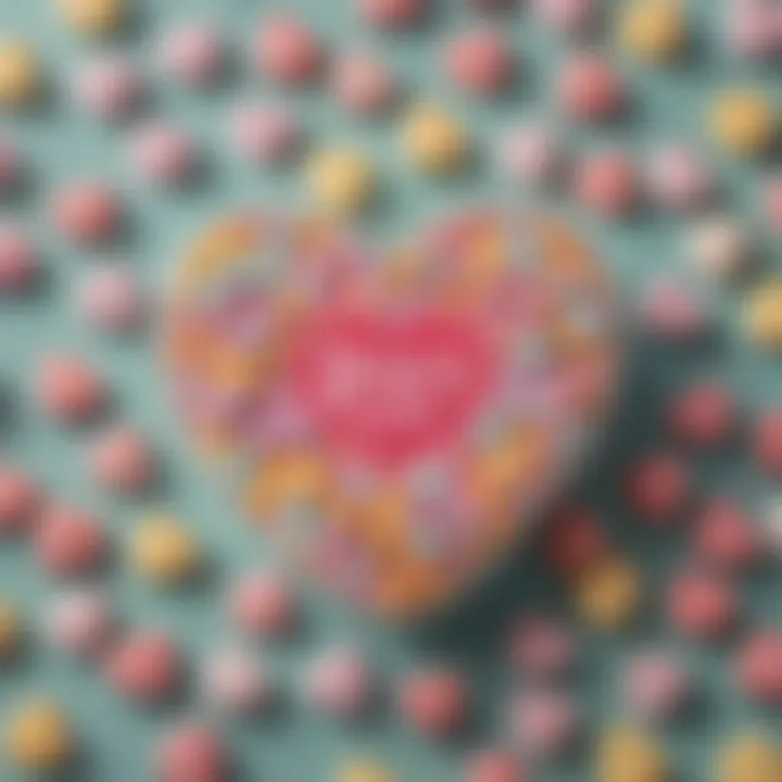 Vintage packaging of candy hearts, representing their historical context.