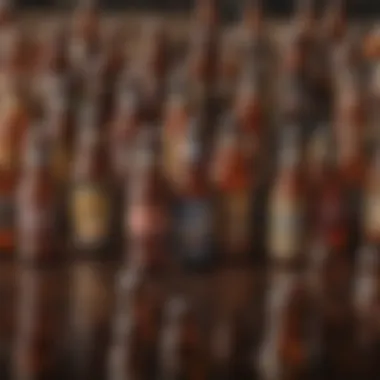 Craft Beer Aesthetics Artisan craft beer bottles arranged aesthetically.