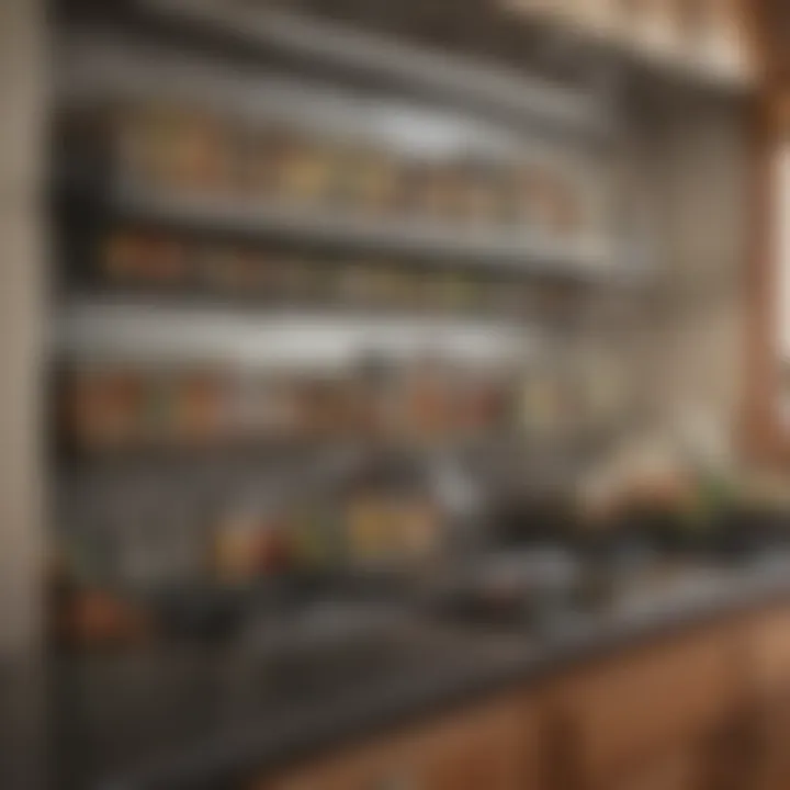 An organized kitchen countertop featuring an As Seen on TV spice rack