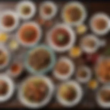 Culinary Culture of Astoria A table set with a variety of dishes from different Astoria restaurants, symbolizing local culture
