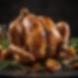 A perfectly roasted whole chicken with crispy skin and herbs