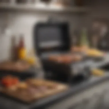 Compact Setup in Limited Kitchen Space Compact battery operated grill set up in a small kitchen space