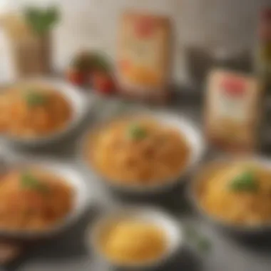 An array of Bertolli Microwave Pasta variations on a kitchen countertop