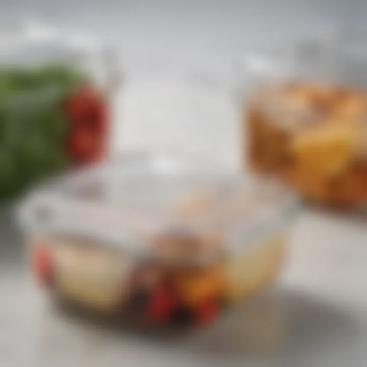 Close-up of a high-quality glass airtight container with a secure lid