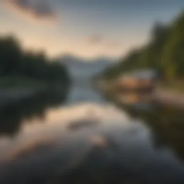 Scenic Sturgeon Farm A picturesque view of a serene sturgeon farm nestled by a river