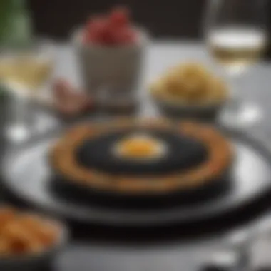 Elegant Caviar Table Setting An elegant table setting showcasing caviar with gourmet accompaniments