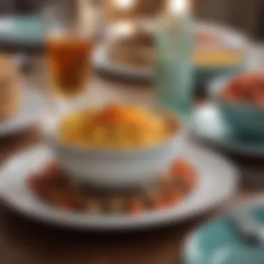 Casual Dinnerware at a Gathering Casual dinnerware set being used at a friendly gathering