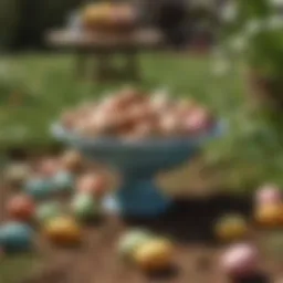 Elegant outdoor setting for an adult Easter egg hunt