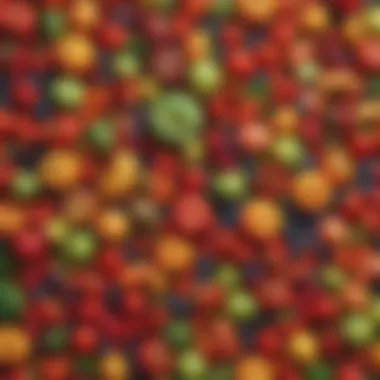 Colorful assortment of fresh fruits and vegetables