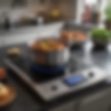 Compact induction cooktop on a countertop