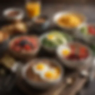 Gourmet Breakfast Bowls: A Visual Delight An artistic arrangement of gourmet breakfast bowls filled with fresh ingredients.