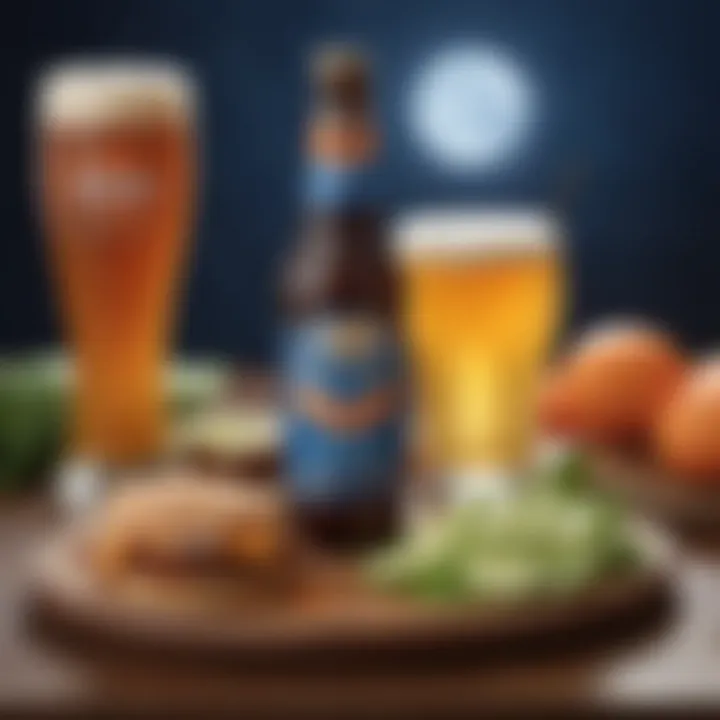 A vibrant scene of food pairings that complement Blue Moon beer