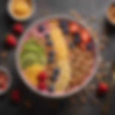 Vibrant Smoothie Bowl A vibrant smoothie bowl decorated with fresh fruits and nuts