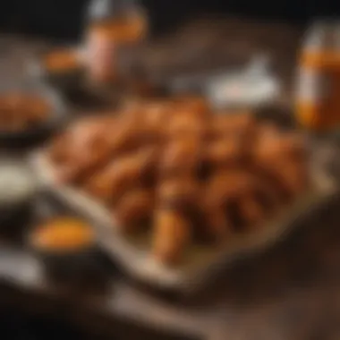 Buffalo wings served on a rustic wooden table