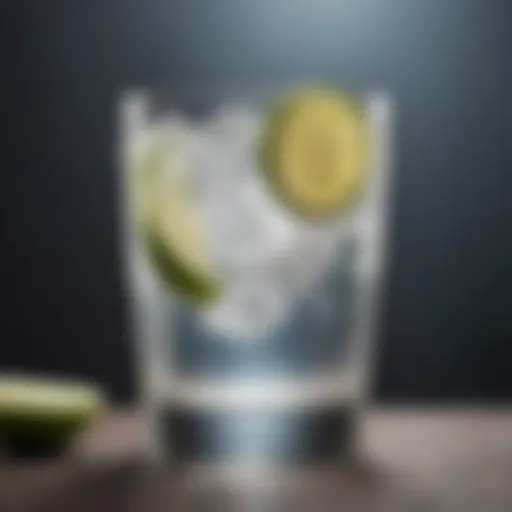 A refreshing glass of vodka soda with a slice of lime