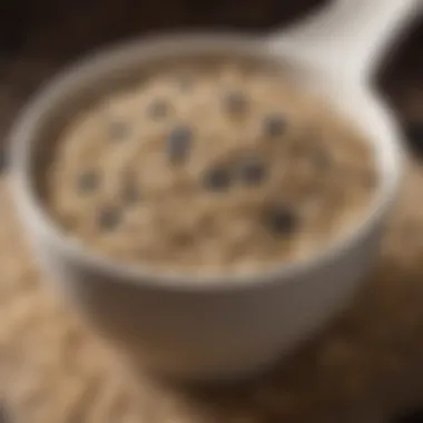 A close-up view of chia seeds and oats in a rustic bowl