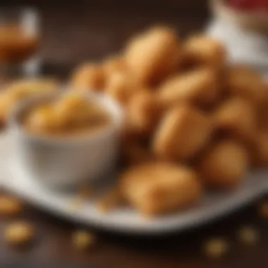 Golden Perfection: Chick-fil-A Nuggets A close-up of perfectly golden-brown Chick-fil-A nuggets served with dipping sauce
