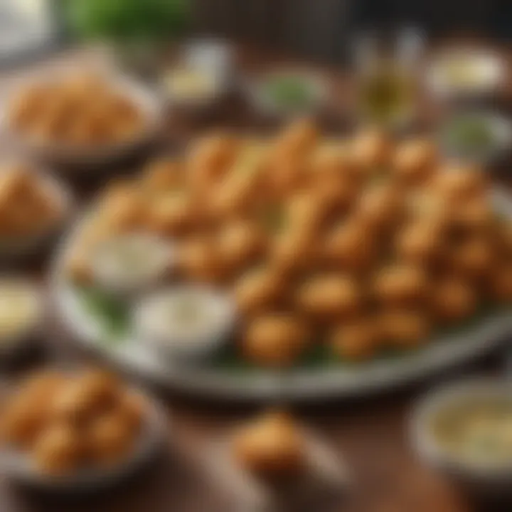 An array of Chick-fil-A nuggets presented on a vibrant platter with fresh herbs