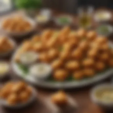A Culinary Delight: Nugget Presentation An array of Chick-fil-A nuggets presented on a vibrant platter with fresh herbs