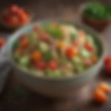 Quinoa Salad with Fresh Vegetables A vibrant bowl of quinoa salad topped with fresh vegetables and herbs, showcasing heart-healthy ingredients.