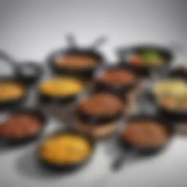 Diverse Non-Stick Pan Selection A collection of non-stick pans with various finishes and sizes.