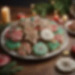An assortment of beautifully decorated Christmas cookies arranged on a festive platter.