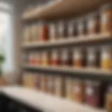 Well-organized kitchen cabinet filled with labeled containers