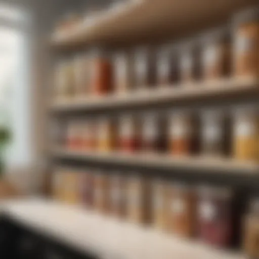 Well-organized kitchen cabinet filled with labeled containers