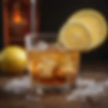 Refreshing Whiskey Soda with a Lemon Twist A refreshing whiskey and soda served over ice with lemon