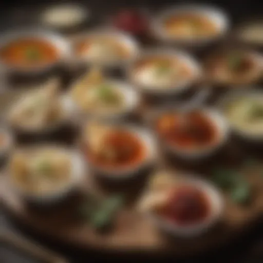 A variety of dipping sauces for chicken potstickers