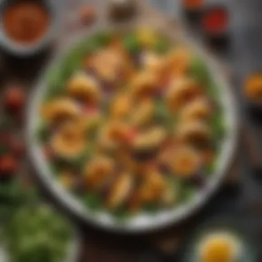 Vibrant Garden Salad Fresh and colorful garden salad complemented by potstickers