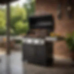 A high-end gas grill set up on a stylish patio