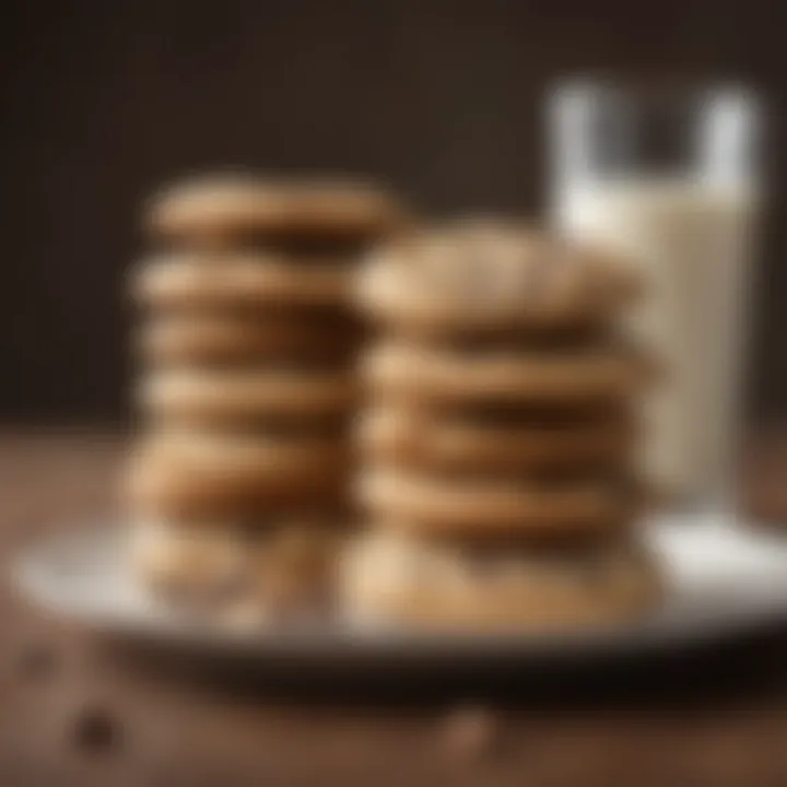 Plate of chocolate chip cookies with a glass of milk