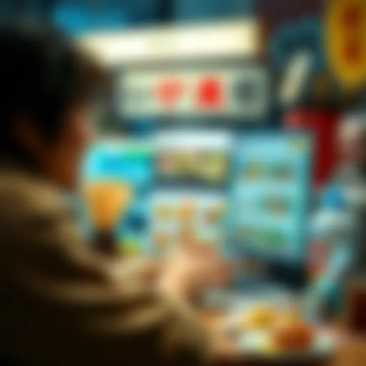 Navigating Online Platforms for Japanese Snacks A cheerful atmosphere of a user browsing a Japanese snack website