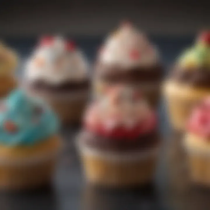 Deliciously frosted cupcakes with creative toppings