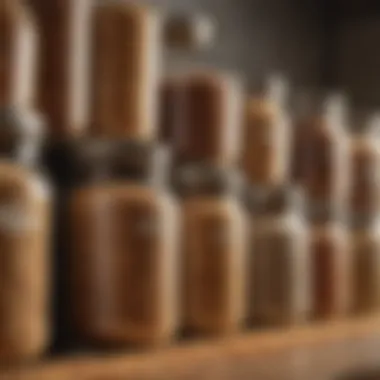 Various gluten-free grains stored in clear jars for easy access.