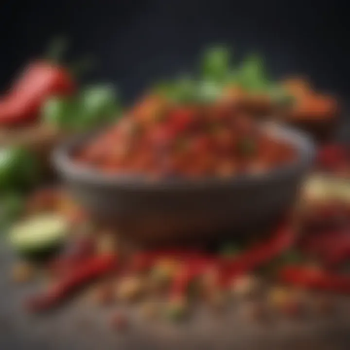 An assortment of ingredients for meatless chilli including beans, vegetables, and spices.