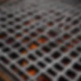 Close-up view of porcelain coated cast iron grill grates highlighting the glossy finish