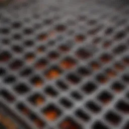 Close-up view of porcelain coated cast iron grill grates highlighting the glossy finish