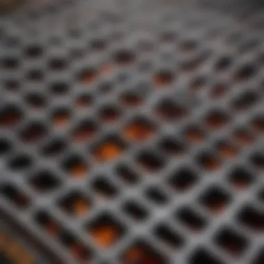 Glossy Finish of Porcelain Coated Cast Iron Grill Grates Close-up view of porcelain coated cast iron grill grates highlighting the glossy finish