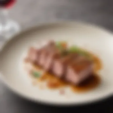 Exquisite Duck Breast Dish An elegant presentation of duck breast with a rich sauce