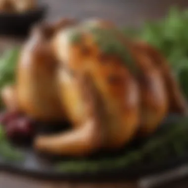 Herb Garnished Roasted Chicken A close-up of succulent roasted chicken garnished with herbs