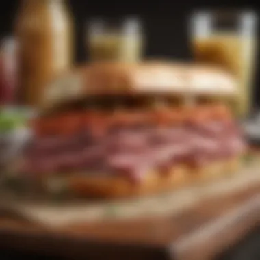 Corned Beef Sandwich Presentation Delicious corned beef sandwich presentation